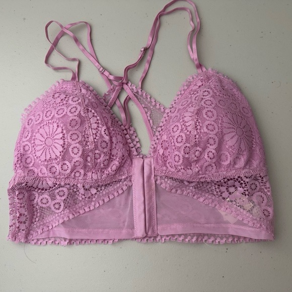 Aerie Women’s Pink Corset Bralette Size Small Lace - Picture 2 of 8